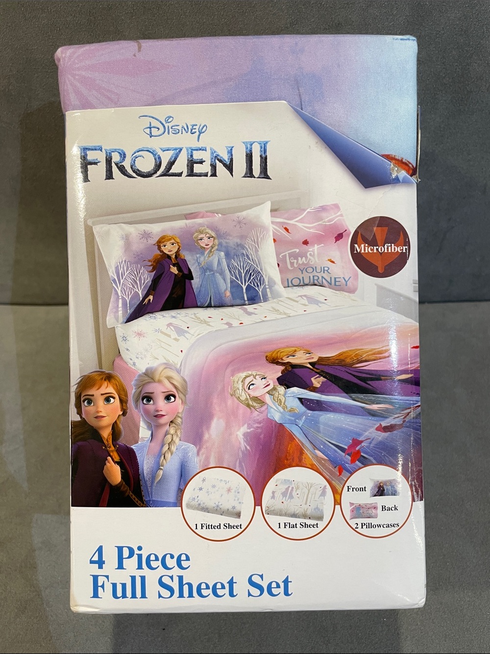 NEW Disney Frozen II Purple and Pink Microfiber Full Sheet Set - 4 Piece